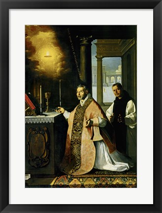 Framed Holy Mass with Priest Caba&#241;uelas. 1638 Print