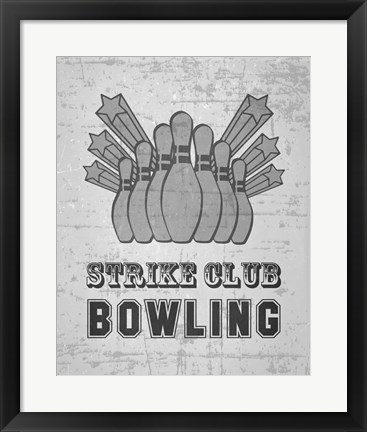 Framed Strike Club Bowling - Gray Print