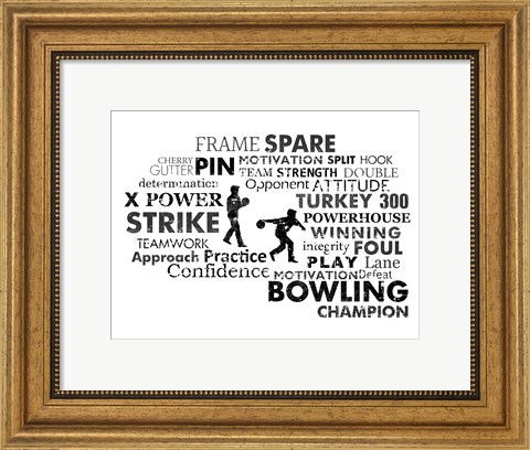 Framed Bowling Text Print
