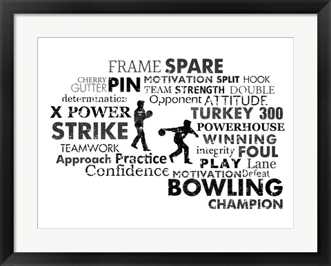 Framed Bowling Text Print