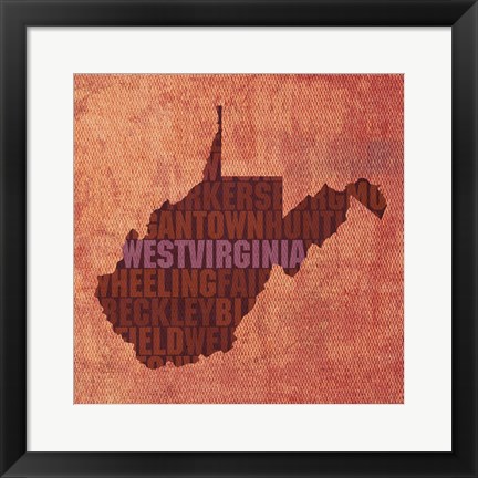 Framed West Virginia State Words Print