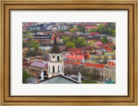 Framed Cityscape dominated by Cathedral Bell Tower, Vilnius, Lithuania Print