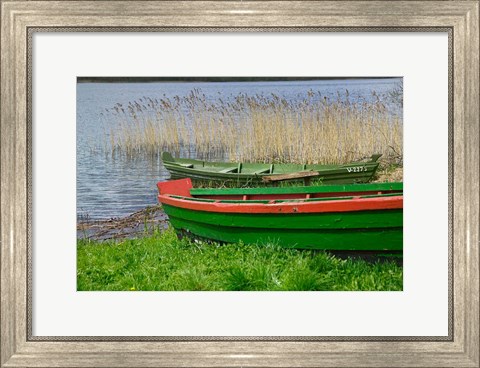 Framed Colorful Canoe by Lake, Trakai, Lithuania I Print