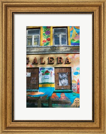 Framed Colorfully Painted Wall in the Old Town, Vilnius, Lithuania Print