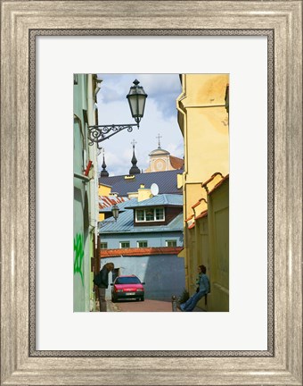 Framed Traditional House in Old Town, Vilnius, Lithuania Print