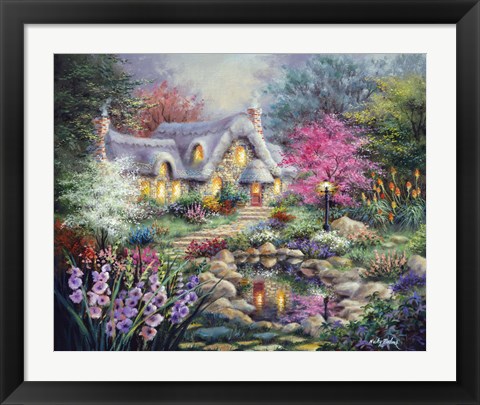 Framed Cottage Pond Print