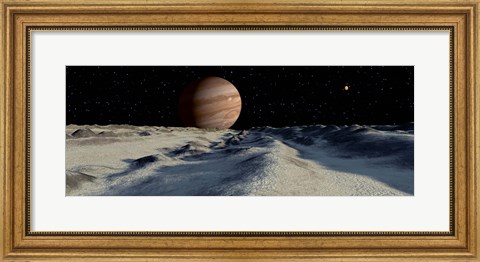 Framed Jupiter&#39;s large moon, Europa, is covered by a thick Crust of ice Print