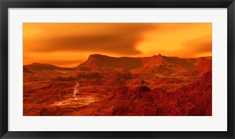 Framed Panorama of a landscape on Venus at 700 degress Fahrenheit Print