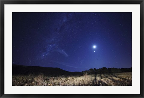 Framed Moon, Venus, Mars and Spica in a Quadruple Conjunction Print