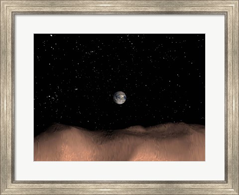 Framed view of Earth as seen from the surface of the Asteroid Toutatis Print