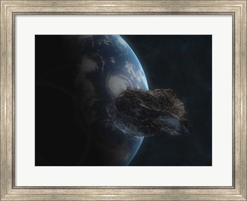 Framed Asteroid in Front of the Earth I Print
