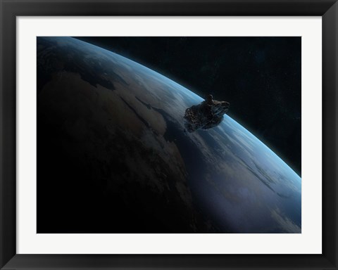 Framed Asteroid in Front of the Earth II Print