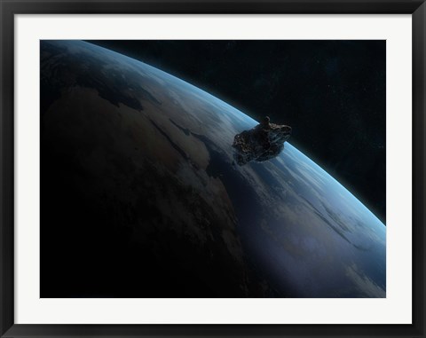 Framed Asteroid in Front of the Earth II Print