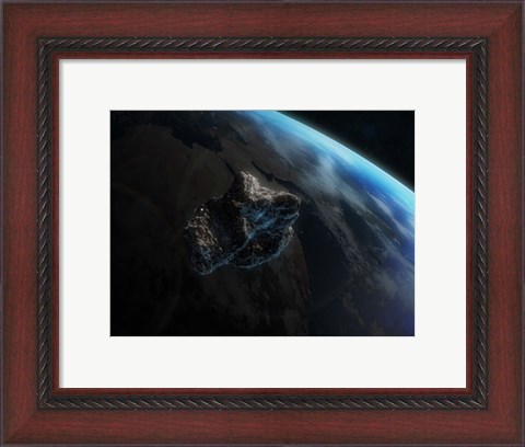 Framed Asteroid in Front of the Earth III Print