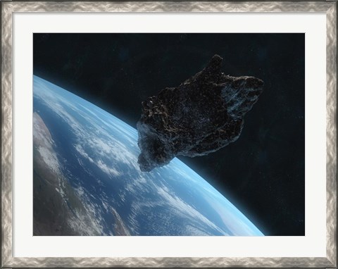 Framed Asteroid in Front of the Earth IV Print