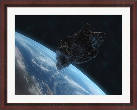 Framed Asteroid in Front of the Earth IV Print