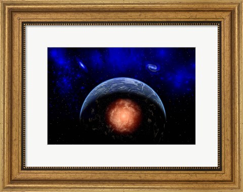 Framed Asteroid Impacting Earth Print