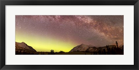 Framed Aurora borealis, Comet Panstarrs and Milky Way Print