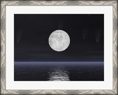 Framed Stars and Comets over the Ocean Print