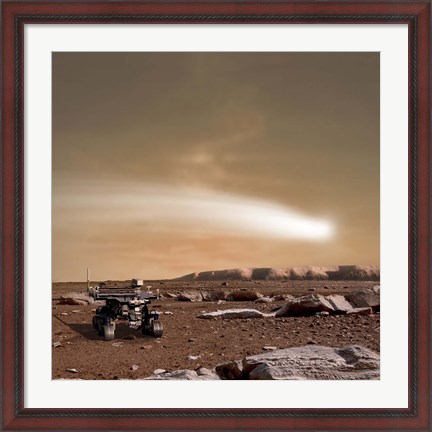 Framed Close pass of Comet C/2013 A1 over Mars Print