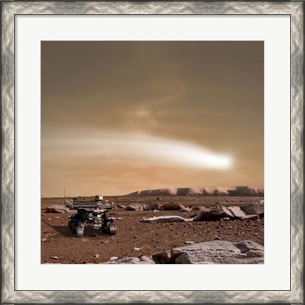 Framed Close pass of Comet C/2013 A1 over Mars Print