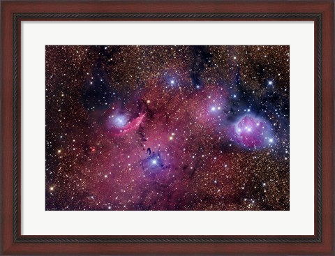 Framed NGC 6559 is a rich colorful tapestry of diverse nebulosity in the Constellation Sagittarius Print