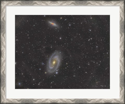 Framed Cigar Galaxy and Bode&#39;s Galaxy in the Constellation Ursa Major Print