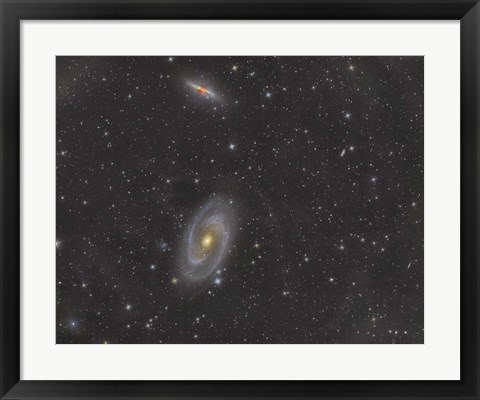 Framed Cigar Galaxy and Bode&#39;s Galaxy in the Constellation Ursa Major Print