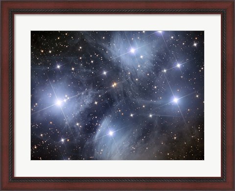 Framed Pleiades, an open cluster of stars in the Constellation Taurus Print