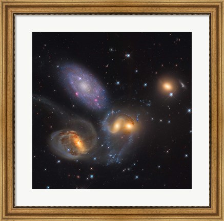 Framed Stephan&#39;s Quintet, a grouping of galaxies in the Constellation Pegasus Print