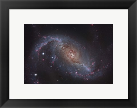 Framed Barred spiral galaxy NGC 1672 in the Constellation Dorado Print