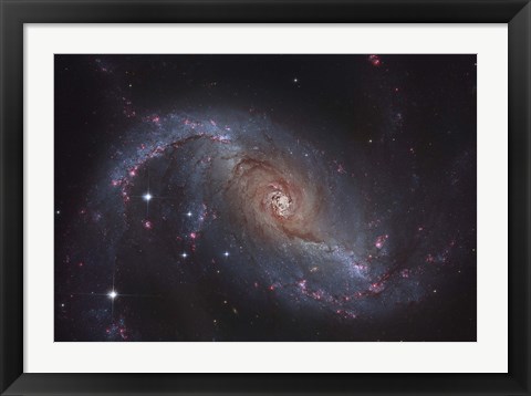 Framed Barred spiral galaxy NGC 1672 in the Constellation Dorado Print