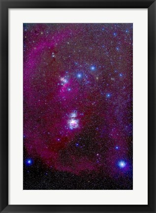 Framed Orion Nebula, Belt of Orion, Sword of Orion and Nebulosity Print