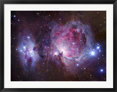 Framed M42, the Orion Nebula (top), and NGC 1977, a reflection Nebula (bottom) Print