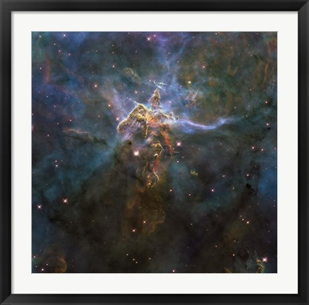 Framed Carina Nebula Star-Forming Pillars and Herbig-Haro Objects with Jets Print
