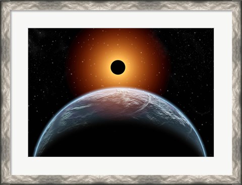 Framed total Eclipse of the Sun as seen from being in Earth&#39;s orbit Print