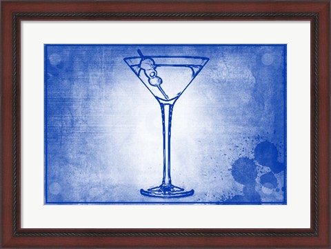 Framed Martini Blue Print I Print