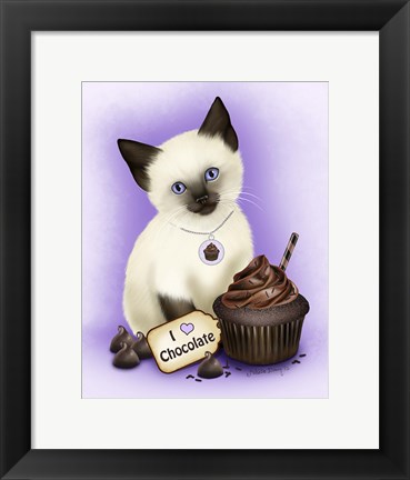 Framed Chocolate Cupcake Kitten Print