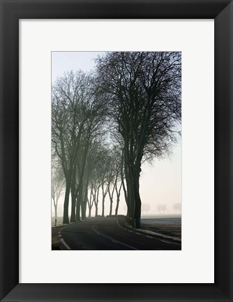 Framed Country Road in Morning Mist Print