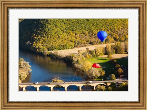 Framed Hot Air Balloon, Chateau de Castelnaud Print