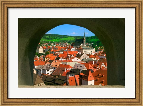 Framed Cityscape of Cesky Krumlov, Czech Republic Print