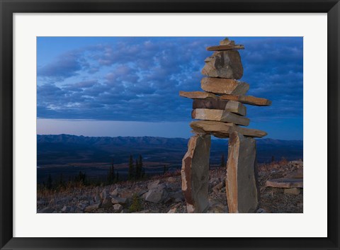 Framed Inukshuk in Ogilvie Mountains Print