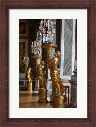 Framed Hall of Mirrors and Gold Statues, Versailles, France Print