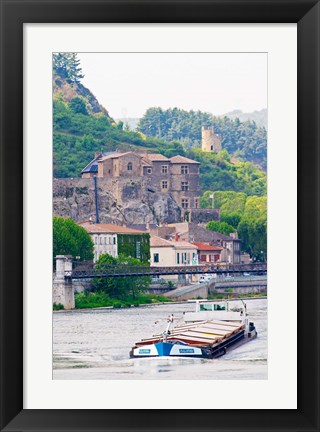 Framed Chateau de Tournon, River Rhone and Pedestrian Bridge M Seguin, Tournon-sur-Rhone, Ardeche, France Print