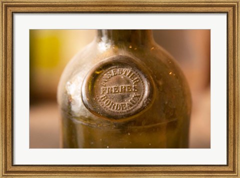 Framed Antique Wine Bottle with Molded Seal Print
