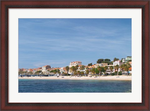 Framed Beach with Palm Trees Along Coast in Bandol, France Print