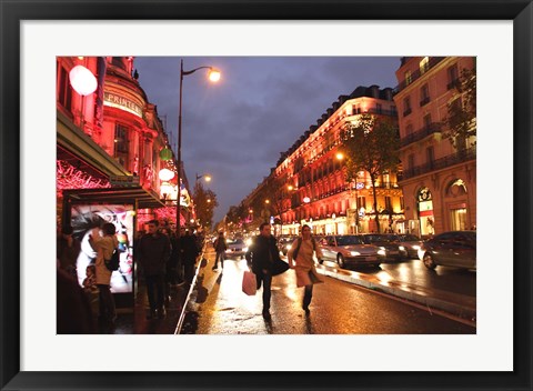 Framed Boulevard Haussmann, Paris, France Print