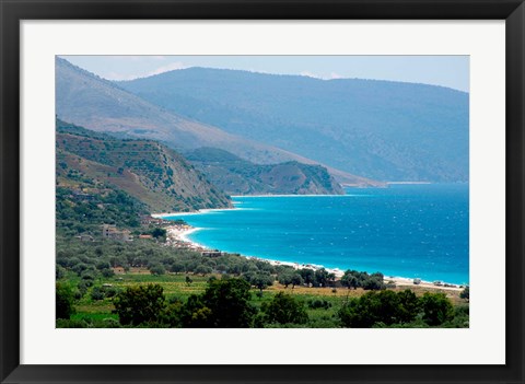 Framed Ionian Sea and Borsh Beach Print