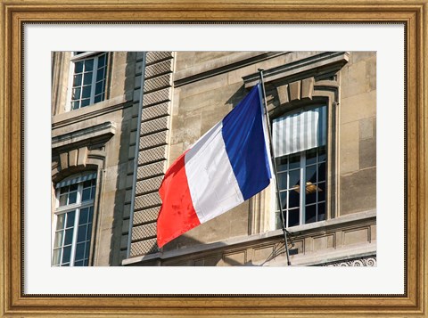 Framed French Flag Facade of Justice Palace Paris, France Print
