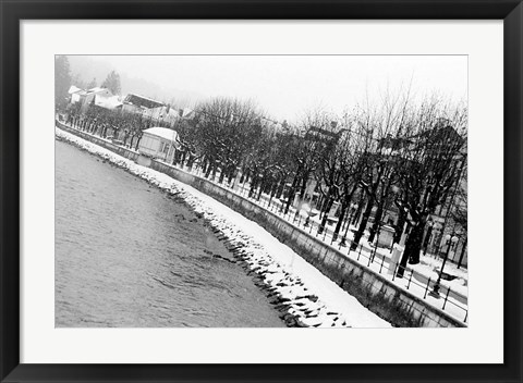 Framed River Salzach in Winter Print